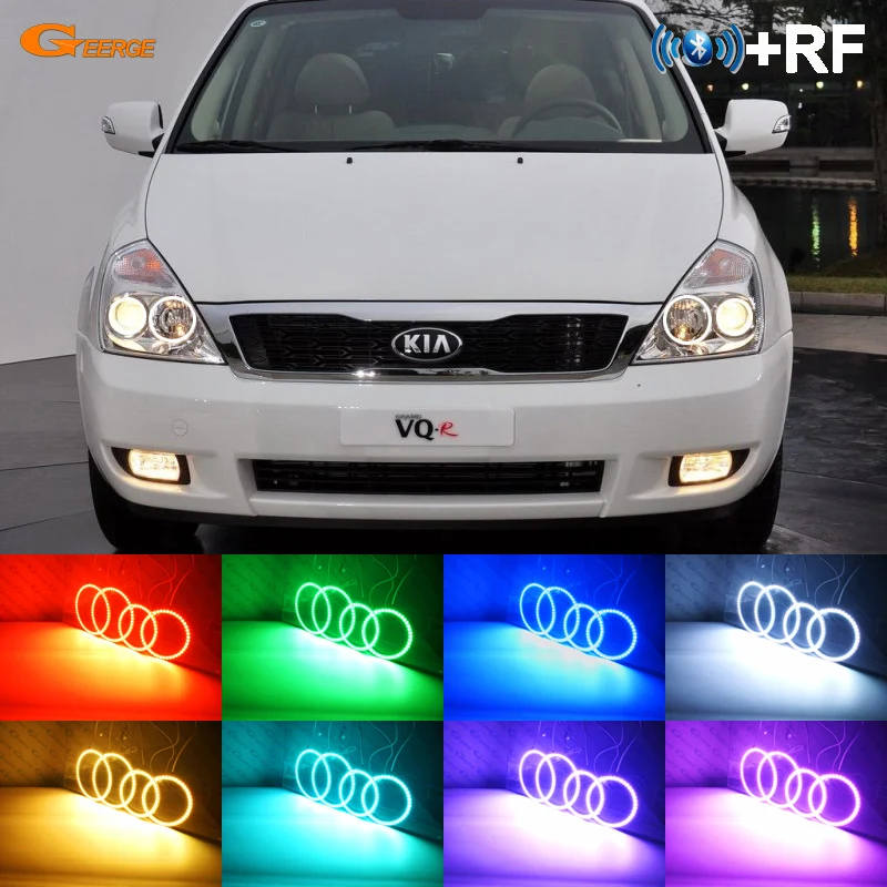 Для KIA grand carnival VQ 2006-2013 отличный РЧ Bluetooth контроллер многоцветный ультра яркий RGB светодиодный ангельские глазки Halo Кольцо Комплект