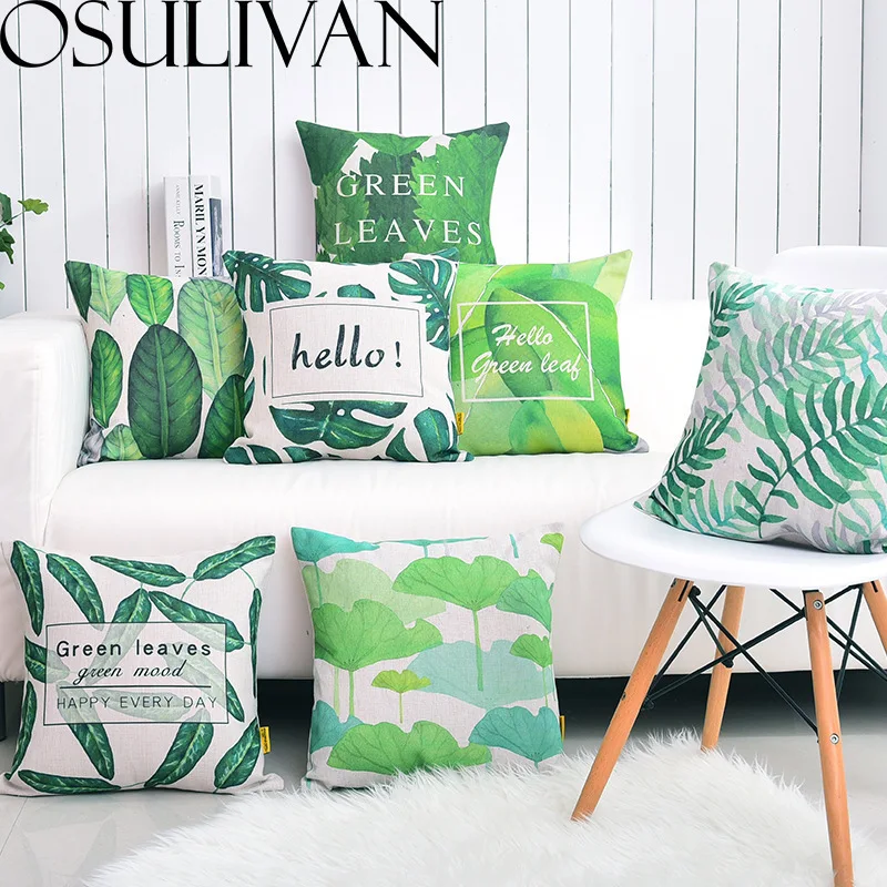 

Osulivan Leaves Letter Printed Cushion Cojines Decorativos Para Sofa Kussens Woondecoratie Pillows for Chairs Coussin Cojines