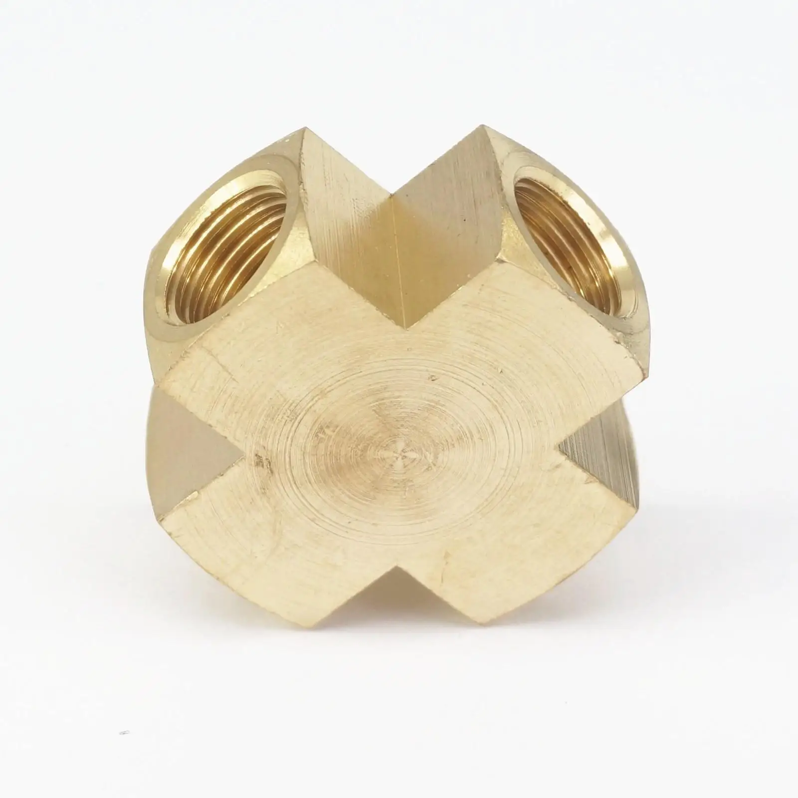 

1/4" NPT Female Cross 4 Ways Brass Pipe Fitting Connector Adapter Water Gas Oil Fuel Max Pressure 229 PSI