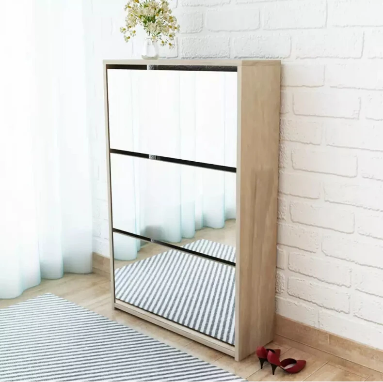 VidaXL خزانة خذاء 3-طبقة مرآة البلوط 63x17x102.5 Cm البلوط أنيق المتطابقة أحذية المنظم المنزل غرفة نوم حذاء رفوف الجرف كابينة VidaXL خزانة خذاء 3-طبقة مرآة البلوط 63x17x102.5 Cm البلوط أنيق المتطابقة أحذية المنظم المنزل غرفة نوم حذاء رفوف الجرف كابينة