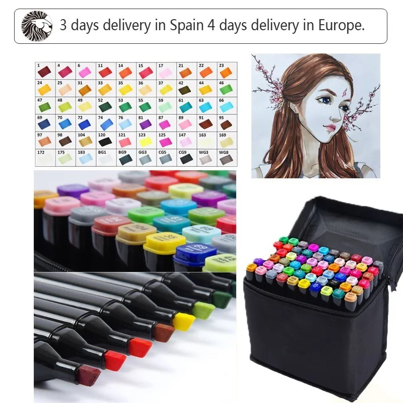 

36 color and 168 color Mark pen set student hand-painted color painting oily pen comic design school supplies