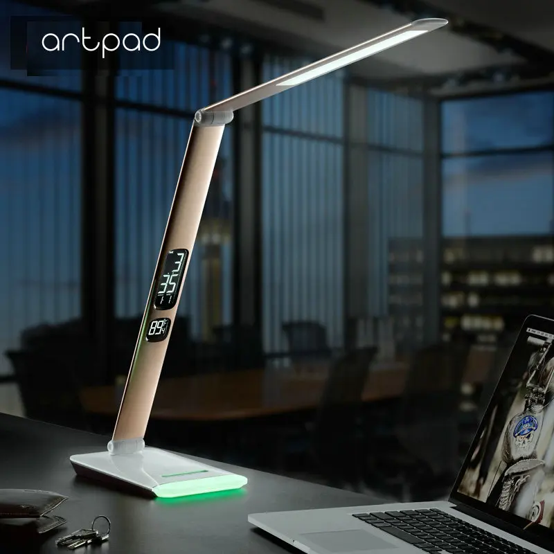 Светодиодный настольный светильник Artpad с 15 уровнями яркости современный часами