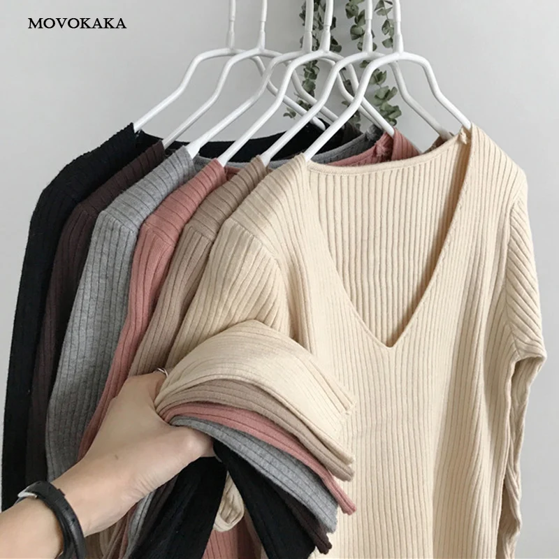 Sweaters Knitted Autumn Winter Sweater Women Office Vintage Pullover White With Black Sweater Women V Neck Sweater Female Korean Sweaters Knitted Autumn Winter Sweater Women Office Vintage Pullover White With Black Sweater Women V Neck Sweater Female Korean