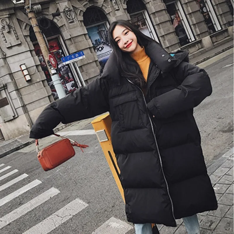 Manteau Bleu Long Grand Fourrure Vers Parka Veste Hiver Ls140 Coton Lâche Femmes Mode Pardessus Le Chaud Nouveau Épais Rembourré Col Bas De twTq77I