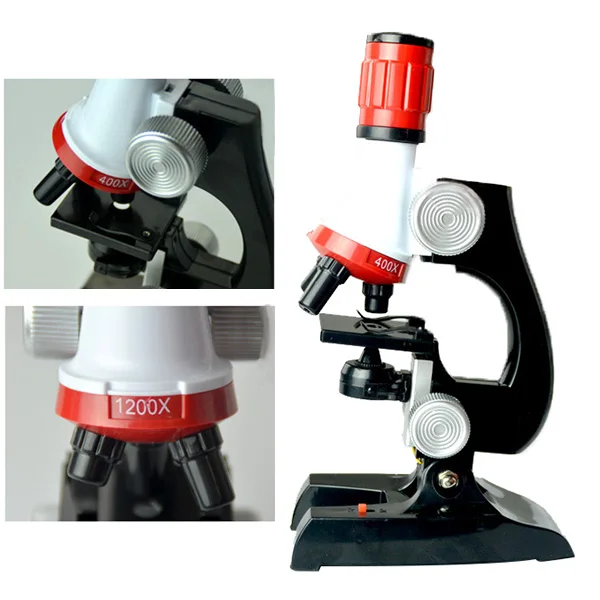 Educational Microscope Kit Lab LED 100X-1200X Home School Educational Toy Gift For Kids Boys 88 YJS Dropship