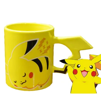 

Creative Ceramic Coffee Mug Cute Cartoon Pikachu Yellow Milk Cup With Handgrip Porcelain Circle For Tea