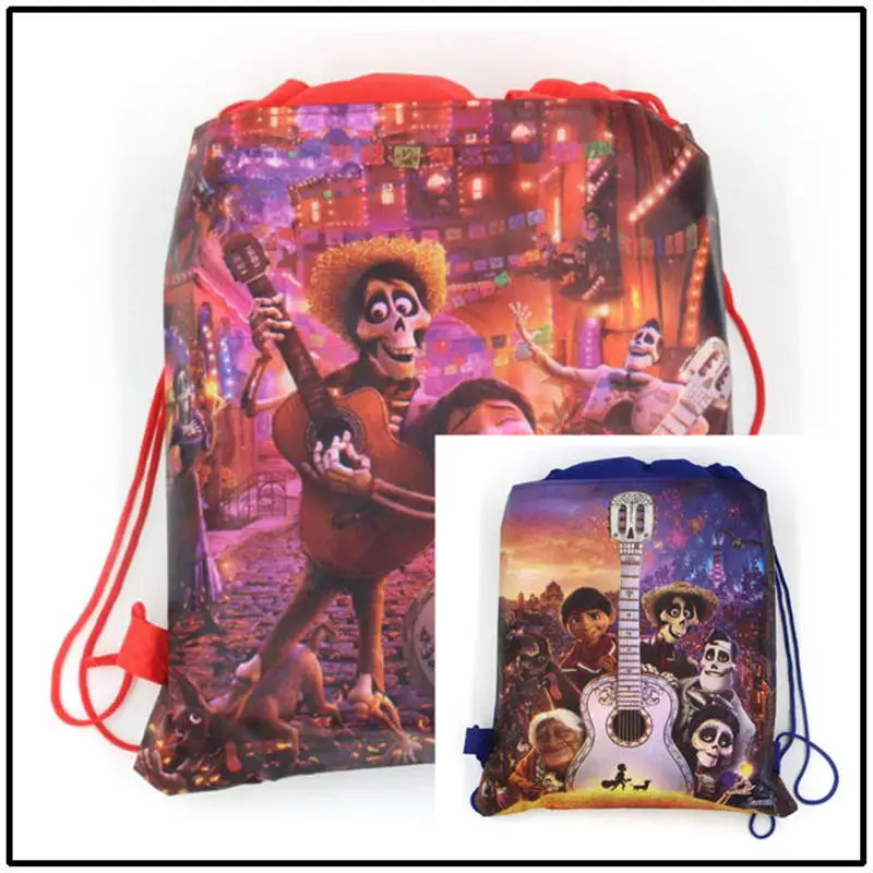 

1Pcs Coco Shopping Drawstring 34cmx27cm Boy Girl Birthday Gift Bag Kids Travel School Bag Non-woven Bag Fabrics Backpack Supply