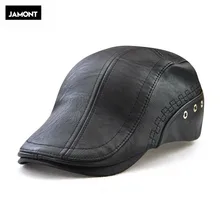 JAMONT Весенняя мужская шляпа из искусственной кожи берет шляпа Кепка шляпы для мужчин козырьки шляпа от солнца Gorras Planas плоская кепка s PU