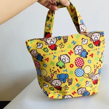 

IVYYE 1PCS Big Mouth Boy Fashion Portable Canvas Lunch Bags Cartoon Picnic Bag Food Box Tote Storage For Women Girls Kids