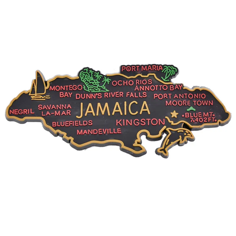 

Lychee Life Jamaica Map Shape Fridge Magnets Letter Printed Refrigerator Sticker Souvenir Modern Home Kitchen Decor Collection