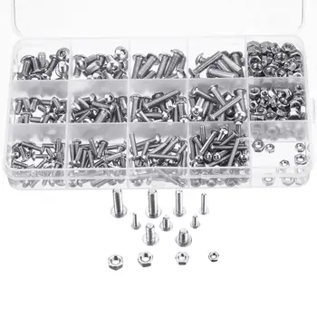 

Suleve MXSS4 500PCS M3 M4 M5 304 Stainless Steel Hex Socket Head Cap Bolts Screw Nut Kit Set