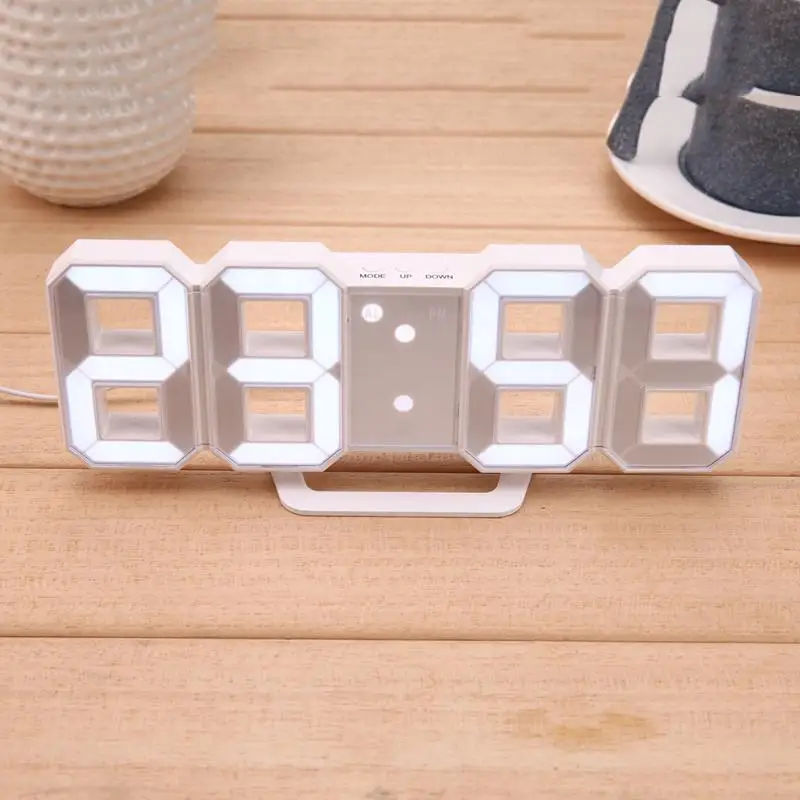 8 Shaped USB Digital Table Clocks LED Alarm Clock Time Display Creative Watches 24&12-Hour Display Alarm Snooze Home Decoration