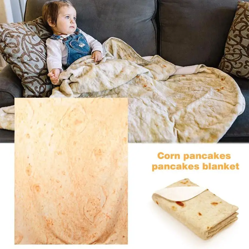 

Snack Tortilla Pattern Blanket Square Burrito Shaped for Car Office Quilts Shaped fFleece Throw Blanket Super Soft home textile