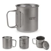 Lixada Outdoor Titanium Cup Mug Pots Tableware Camping Cup Picnic Water Cup Mug of Coffee Tea with Lid 300/350/420/550/650/750ml ► Photo 1/6