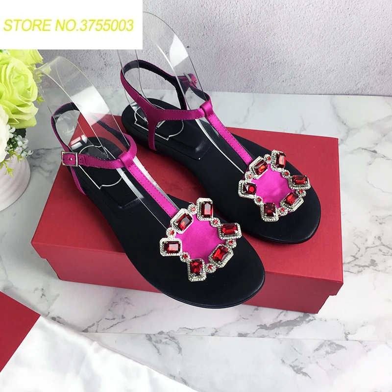 

2018 New Silk Women Summer Gladiator Sandals For Women Summer Shoes Female Beach Flat Sandals Shoes Women Rome Sandalias Mujer