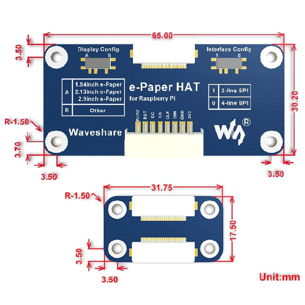 Модуль экрана E ink 7 5 дюйма дисплей e Paper интерфейс SPI Type B для Raspberry Pi