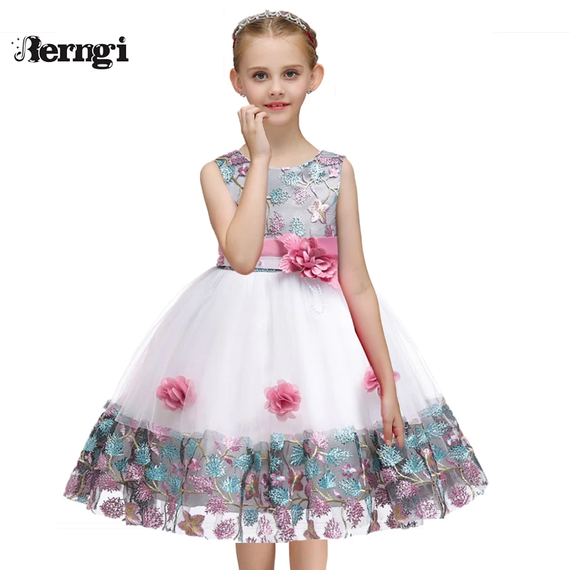 Berngi-robe élégante à fleurs pour filles | Design brodé, pour enfants, robe de soirée, spectacle et bal, nouvelle collection 2019