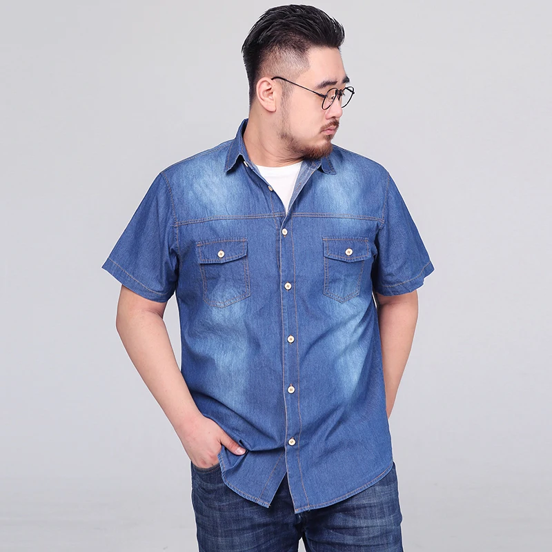 

2019 Summer Fashion Wear Man Cowboy Short Sleeve Shirt men chaqueta hombre Casual Plus Size