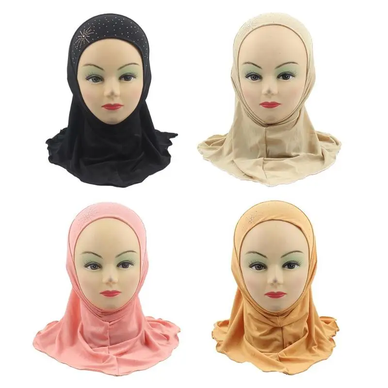 

Children Crystal Linen Muslim Fashion Headscarf Daily Headwrap Long Shawl