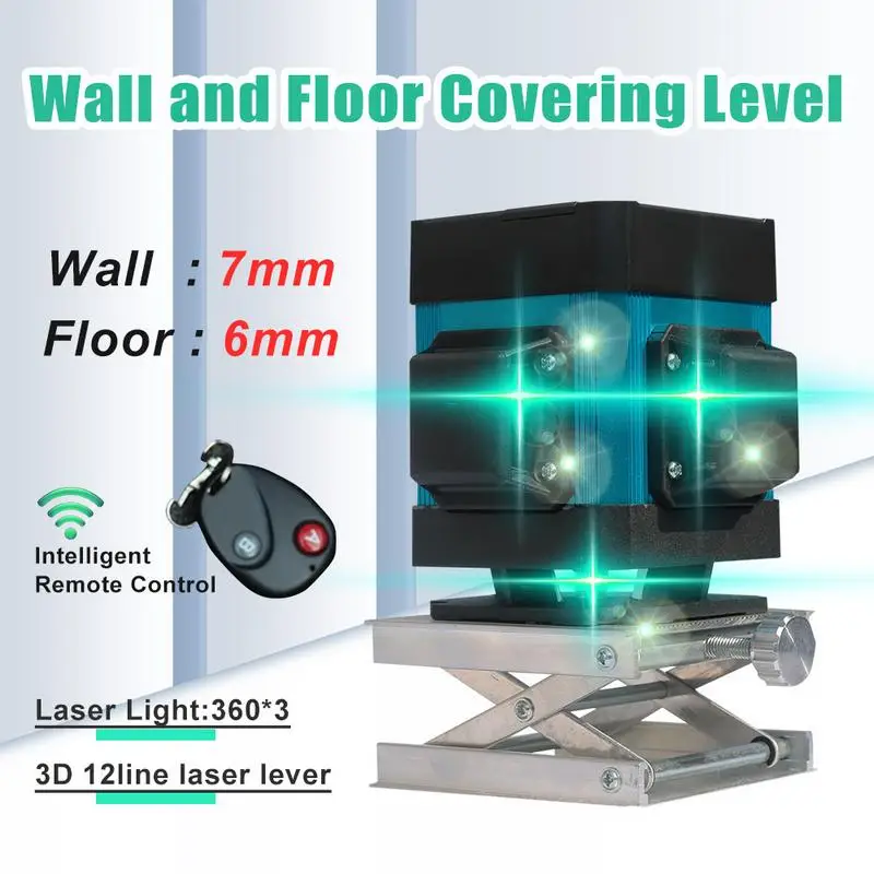 

3D Green Light 12 Line Affixing Instrument Level High Precision Flat Glare Floor Tile Leveling Instrument Ground Line