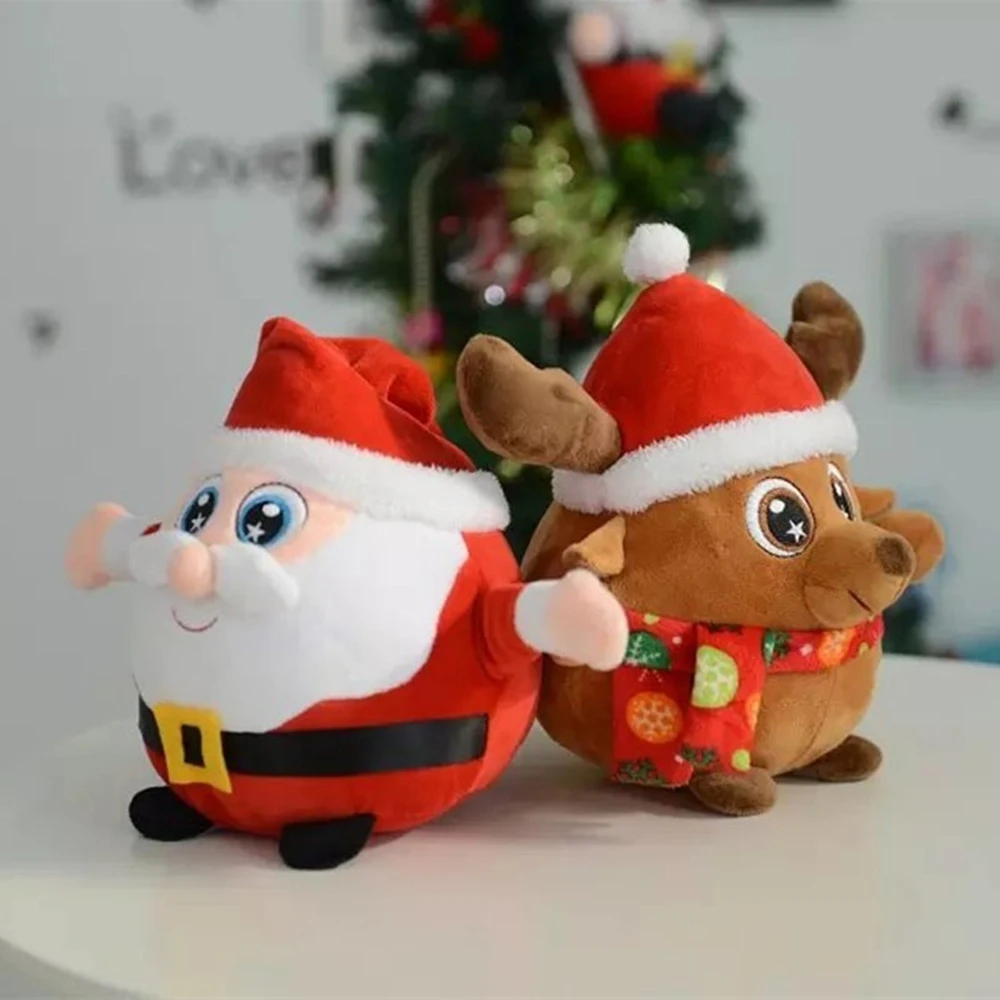 25 см светящийся светодиодный поют рождественскую песенку красочный светящийся яркий плюшевый Санта-Клаус мягкие куклы игрушки милые подарки для детей