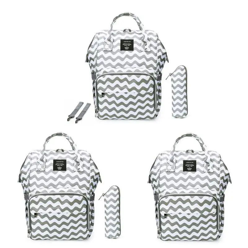 LEQUEEN momie maternité sac à couches USB charge grand sac d'allaitement motif vague sac à couches imperméable momie maternité sac à couches