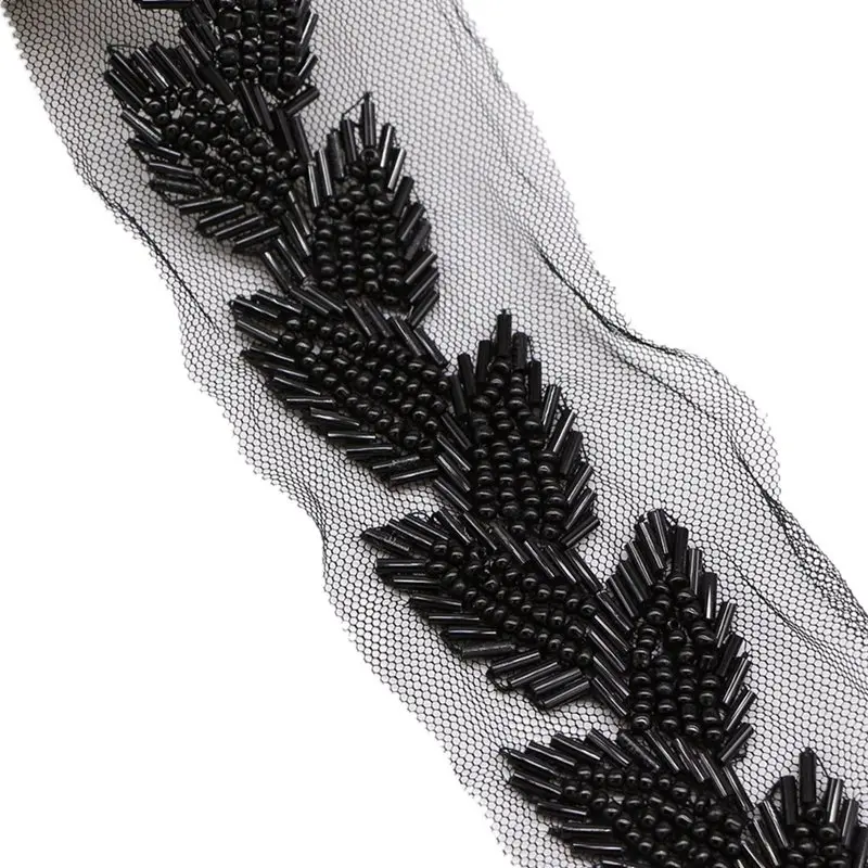 

2Yard / Lot Beaded Lace Trim Tape Fabric Ribbon Diy Collar Sewing Garment Headdress Materials Leaf Lace