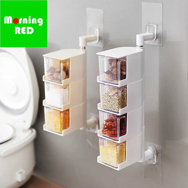 

ABS Plastic Rotation Spice Tank Kitchen Condiment Food Multi-layer Storage Containers Seasoning Is Not Mixed and Easy To Cooking
