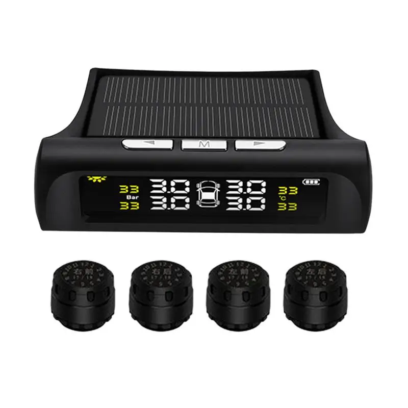 

1pc USB Powered Wireless Tire Pressure Gauge Sensors Solar Monitoring System Tire Pressure Measurement Monitor For Vehicle Car