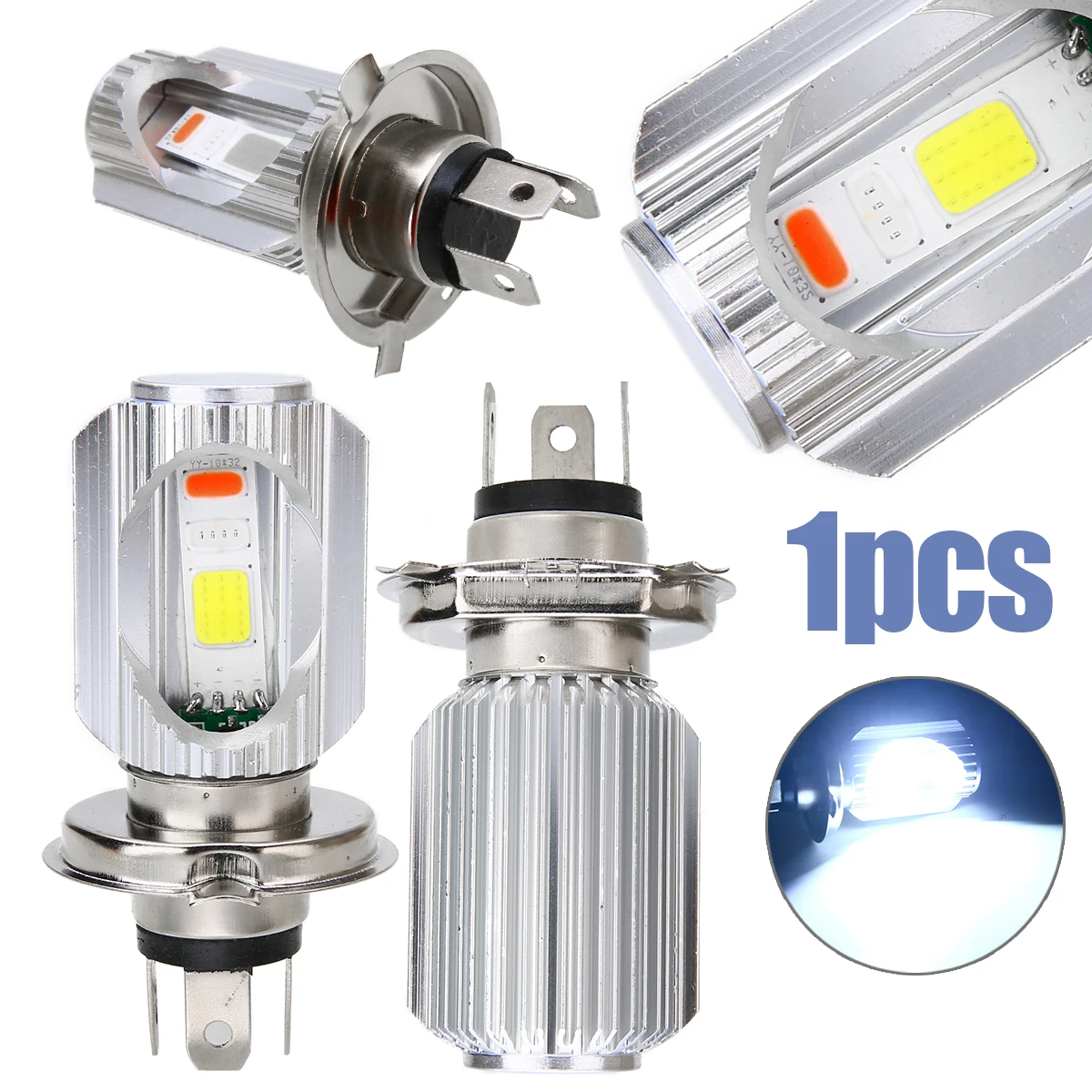 

1pc H4 Car Headlight 3 COB LED Front Light Bulbs H4 Plug High/Low Beam COB Chips 3 Colors ATV Scooter Motorcycle Lamp