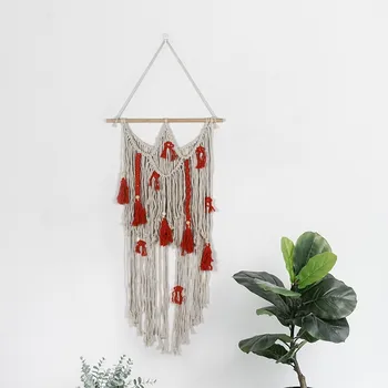 

GUUUUO New Macrame Wall Art Hand-made Dyed Cotton Wall Hanging Tapestry Wedding Outdoor Lawn Wedding Party Backdrop Decoration