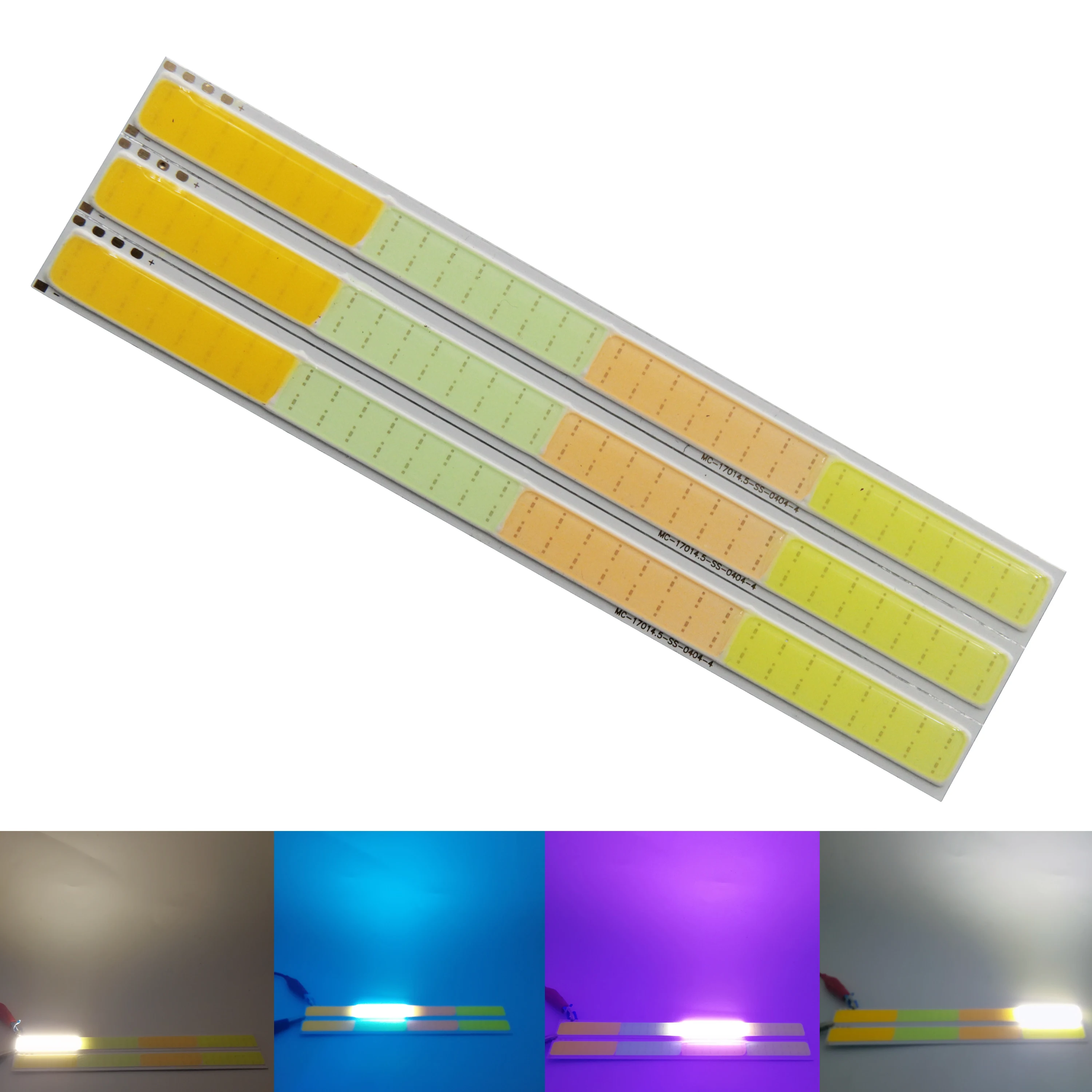 

2018 New MIX four color 17cm DC 12V 4w led cob strip lamp light emitting diode colorful cob for auto bulb cob led strip chip