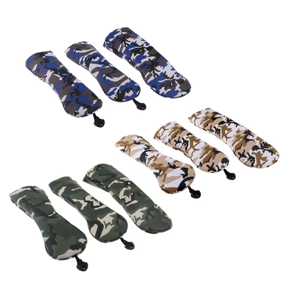 

3 Sets 9Pcs Waterproof PU Golf Head Covers #1 Driver #3 #5 Fairway Wood Clubs Headcovers Protectors with Interchangeable No. Tag