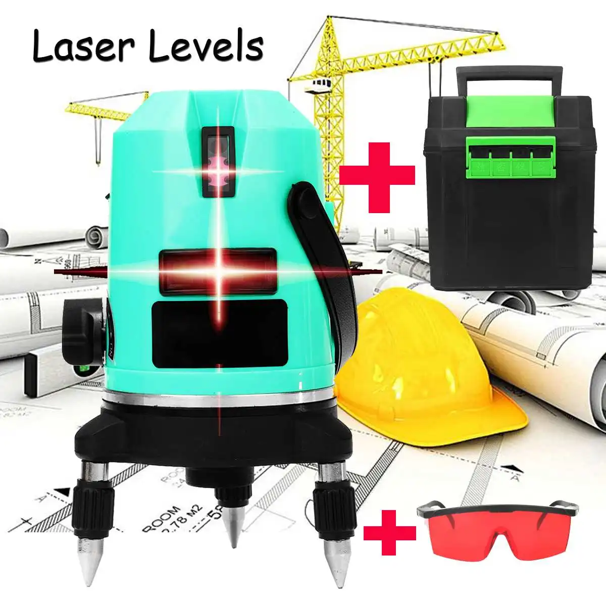 

Waterproof Laser Level 5 Line 6 Point Measure Tool Kit Stand Rotary Laser Level 360 Auto Self-Leveling