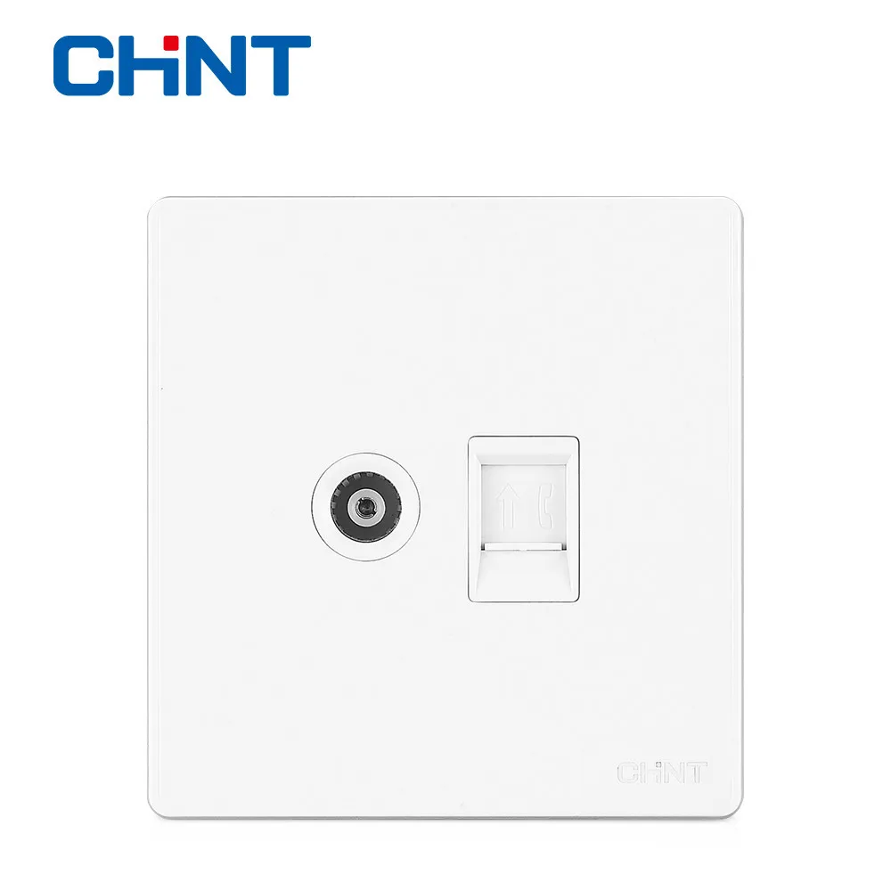

CHINT Wall Switch Telephone Wire Socket NEW2D Ivory White Panel Switch TV Computer Socket