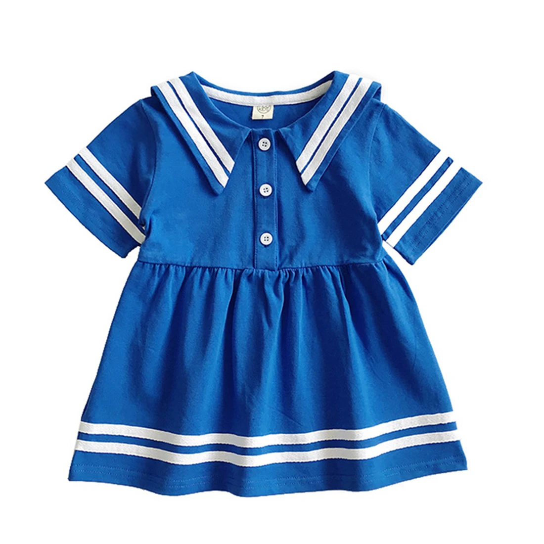 

summer 2019 Children's clothing baby girl kid toddler cotton clothes preppy style sailor collar brief striped stitching dress