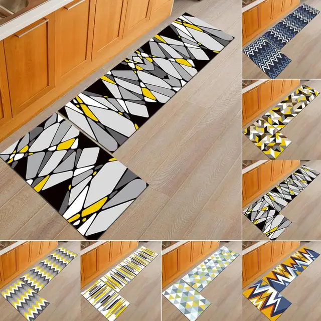Creative New Restaurant Kitchen Rug 2pcs Geometric Door Mat Multi Creative New Restaurant Kitchen Rug 2pcs Geometric Door Mat Multi Color Washable Thin Modern