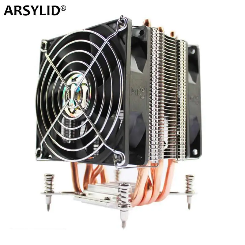 ARSYLID وحدة المعالجة المركزية برودة 6 أنابيب الحرارة المزدوجة مروحة 9 سنتيمتر 4pin PWM مروحة دعم إنتل LGA115x 1366 2011 TDP 130 W مروحة كاتمة للصوت X79 X99 X58