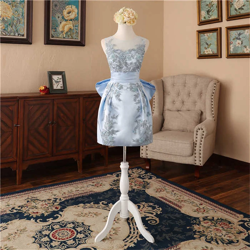 

2019 New Fashion Short Evening Dress Bow Wedding Party Dress Beading with Prom Dresses Custom Size vestidos de festa Cocktail