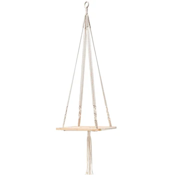 

JEYL Macrame Shelf Plant Hanger Indoor Hanging Planter Basket Holder Home Decor Cotton Rope 45 Inch
