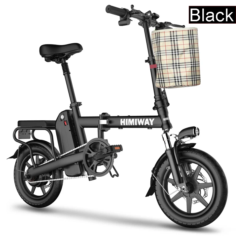 Excellent Electric Bicycle 48V 2 Wheels electric bicycle 14inch Brushless Motor 250W Double Disc Brake System E Bike Scooter Adults 0