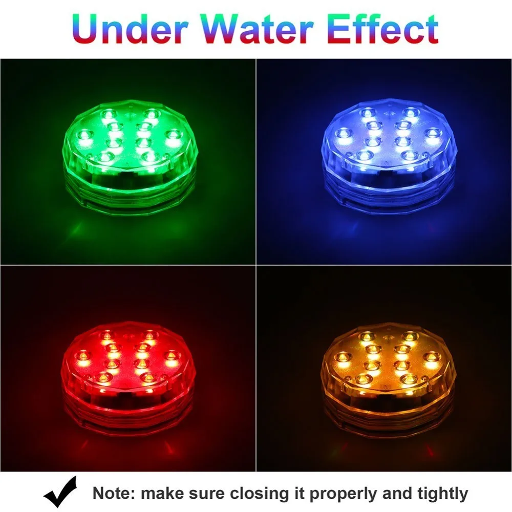 10 Led RGB погружной светильник с дистанционным управлением подводная Ночная лампа