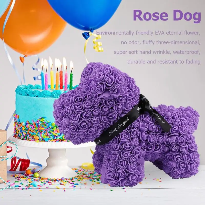 

Valentines Gift 38cm Romantic Artificial Rose Dog for Wedding Girlfriend Anniversary Gift Creative DIY Present