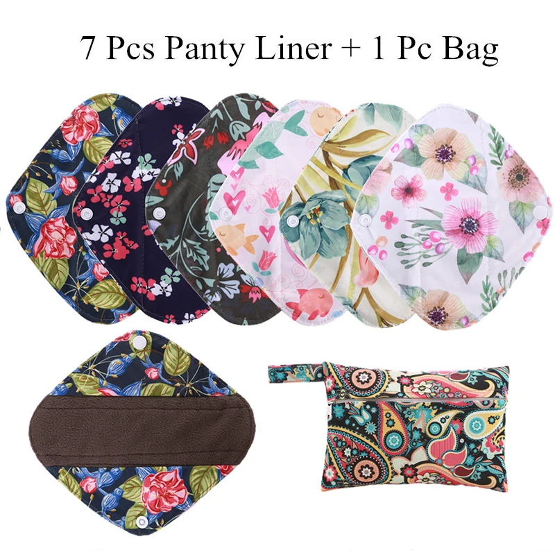 6pcs 8/ inch bamboo charcoal Breast//Cloth Menstrual Pads//Sanitary Pads Reusable//Panties 7pcs//set 1/ Wet Bag