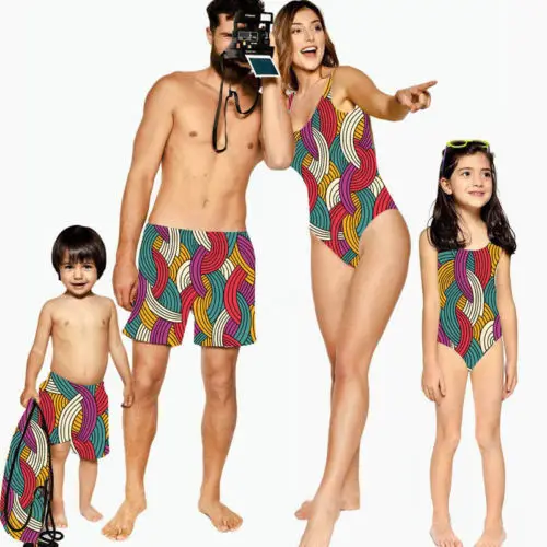 

Family Matching Swimsuit One Piece Mother Daughter Kids Baby Women Girls Bikini