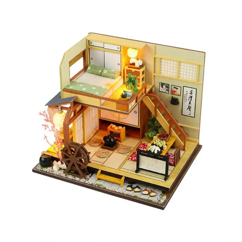 

Toyhouse Japan Style Building Handmade Assembly Wooden Dolls House Miniature Dollhouse for Boys Girls Toddler Kids