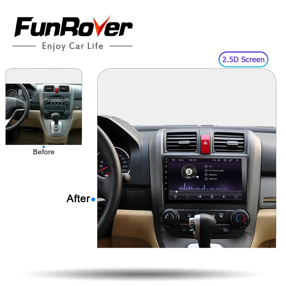 Flash Deal FUNROVER 2. 5D+IPS android 9.0 car radio multimedia player dvd For Honda CRV CR-V 2006-2011 car gps navigation stereo 4G SIM RDS 1