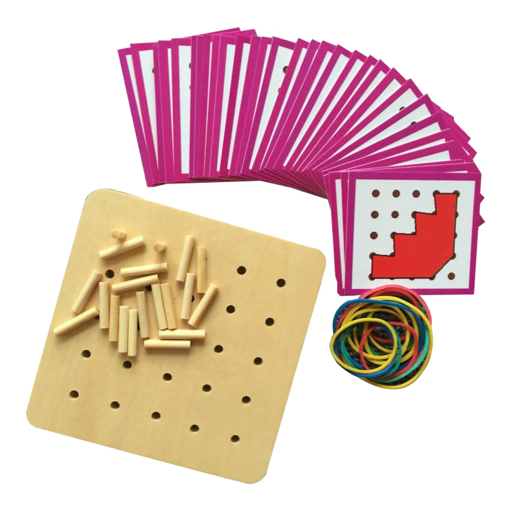 

Geoboard Set Educational Wood Peg Board Toy Shape Recognition Toy for Toddler