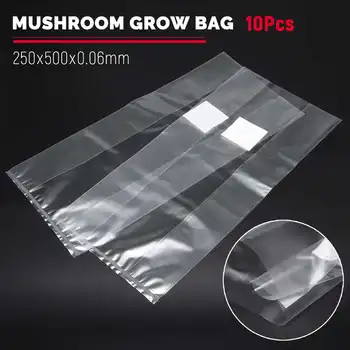 

Brand New 10Pcs 250x500x0.06mm PVC Mushroom Grow Bag Breeding bag Substrate High temp Pre Sealable