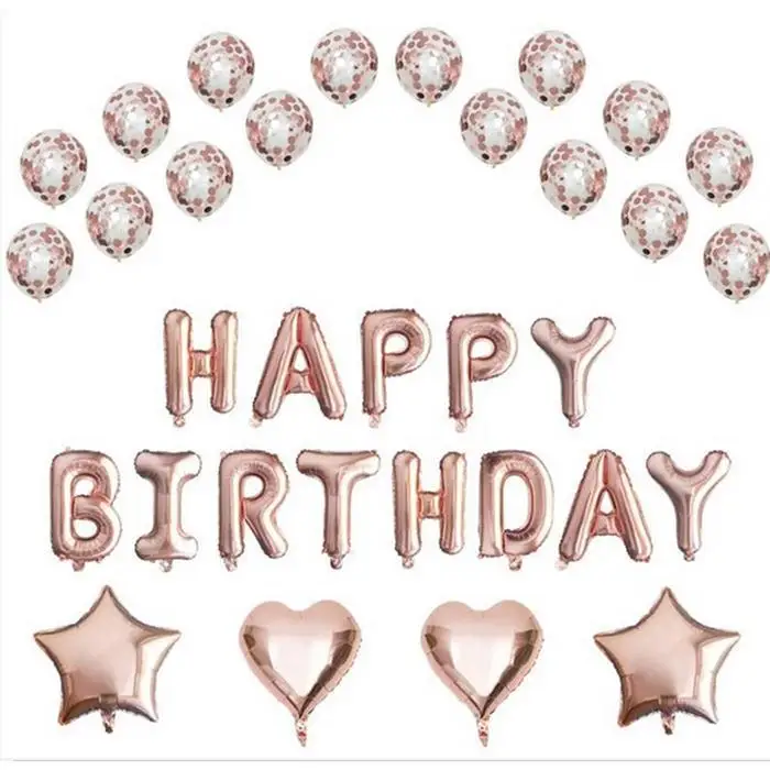 Мода круглый звезда сердце надувные буквы комплекты День рождения шары